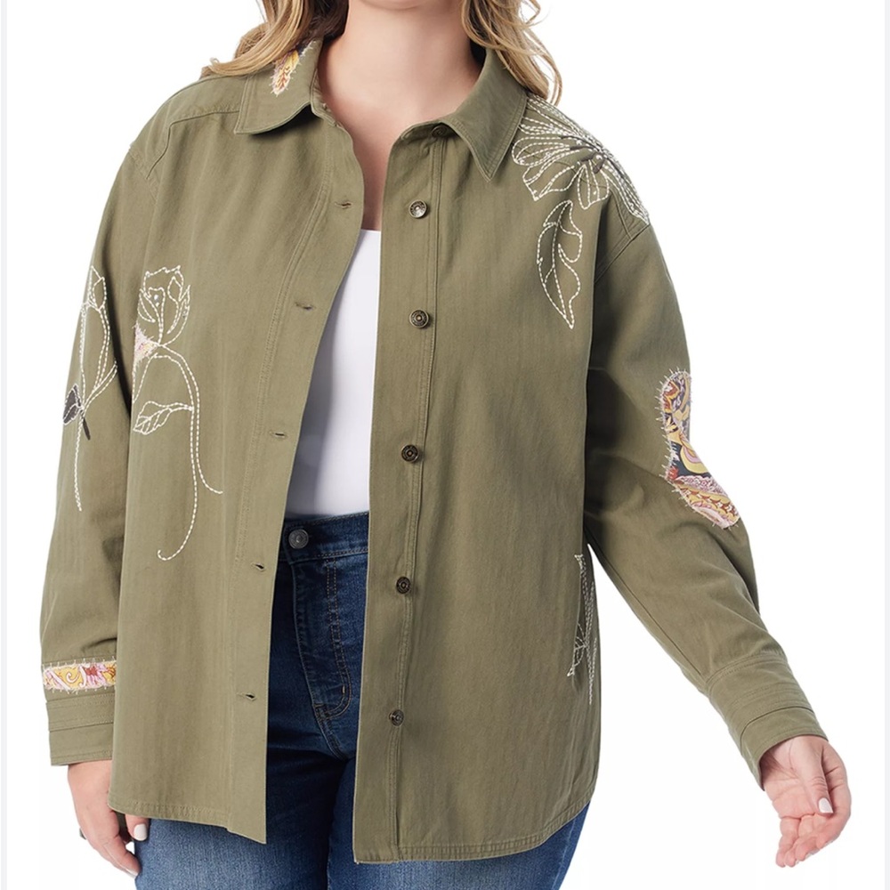 Jessica Simpson Boho Embroidered Shacket Jacket 3X - Picture 4 of 7